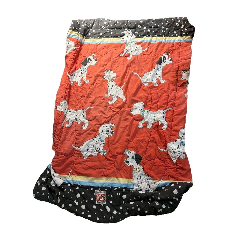Vintage 1980s Walt Disney 101 Dalmatians Twin Size Comforter Blanket - 60" X 86"